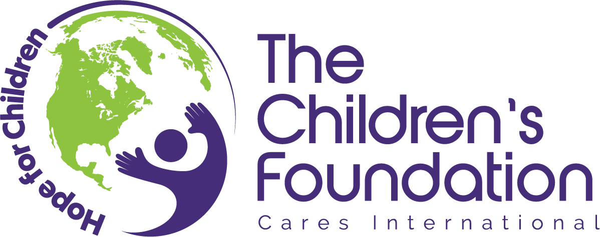 Logo of The Children's Foundation with a globe, a figure of a child, and the words "Hope for Children